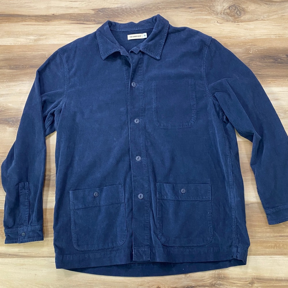 The Cords & Co Chore Jacket XL Noah Raw Indigo Corduroy Utility Coat Blue